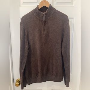 Perry Ellis men’s quarter zip sweater - size L - brown - used
